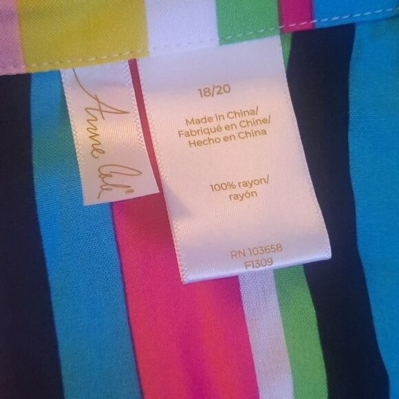 Anne Cole NWT Boyfriend Neon Stripes Button-Down Shirt Cover-Up Size 18/20 - Picture 6 of 8